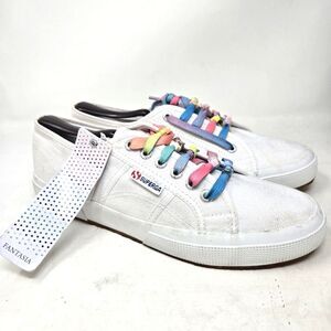 Superga 2750 White Sneakers with Multicolor Laces Size 10W | 8.5M